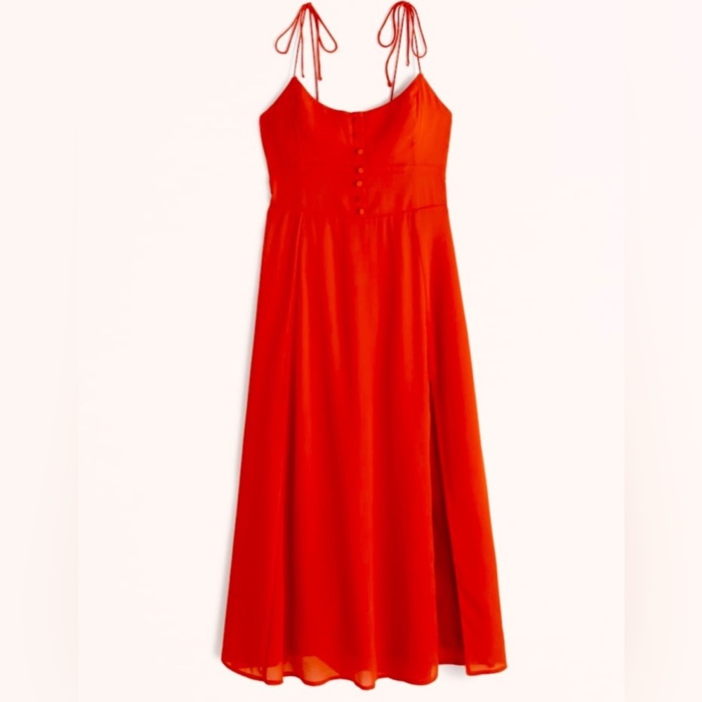 Abercrombie & Fitch Red Corset Midi Dress